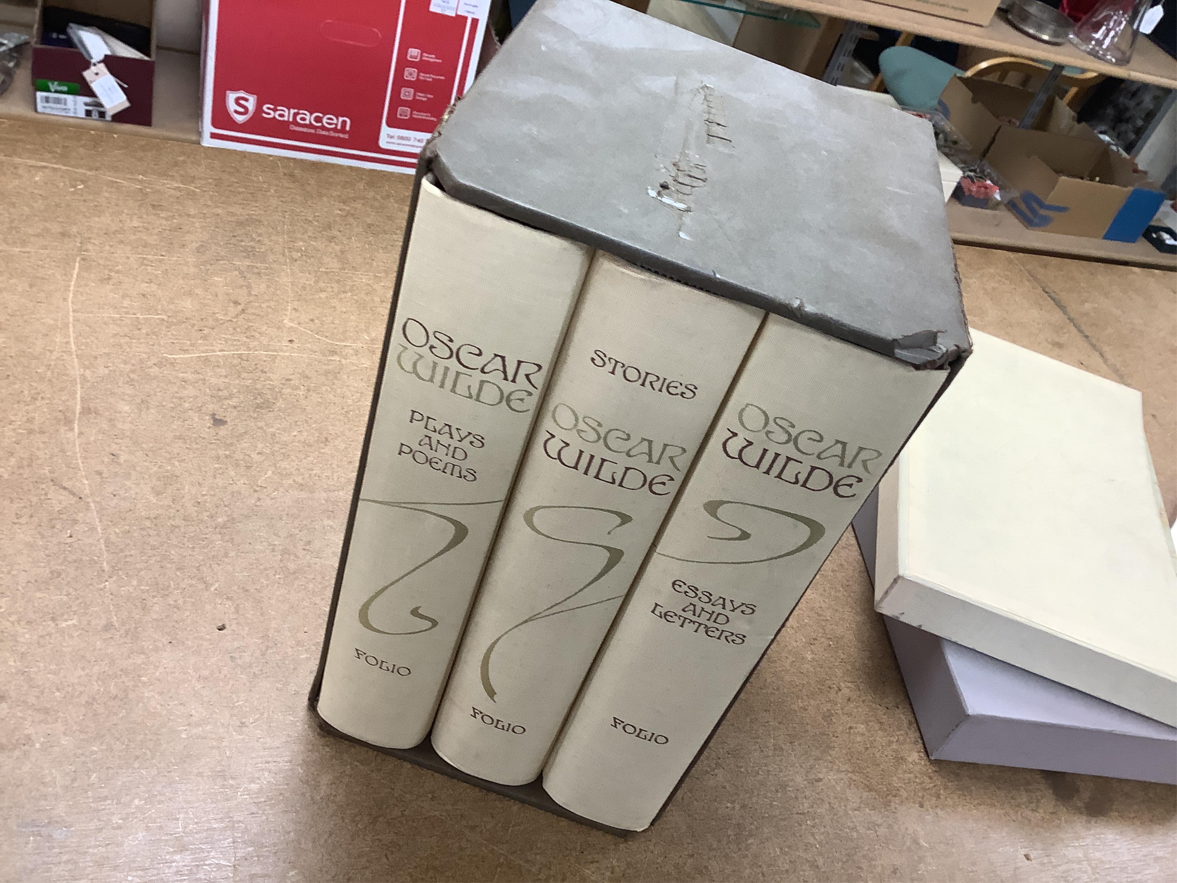 Folio Society - a quantity, all slipcased: includes Wilde's Writings (3 vols, 1993); Donne's Complete English Poems (illus., 2005); J.J. Norwich's History of Venice (illus., 2007) (28 slipcases). Condition - good